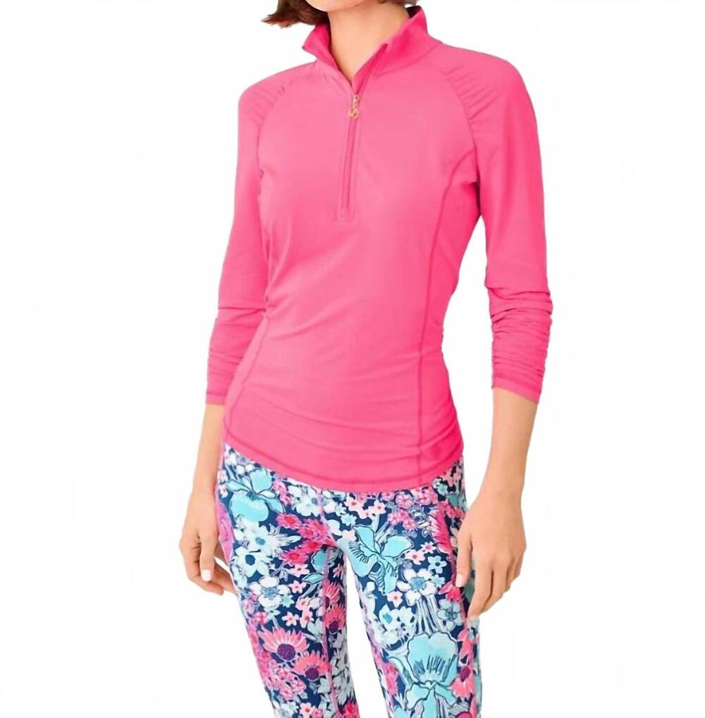 NEW LILLY PULITZER justine upf 50+ half zip jacket in cherry blossom pink